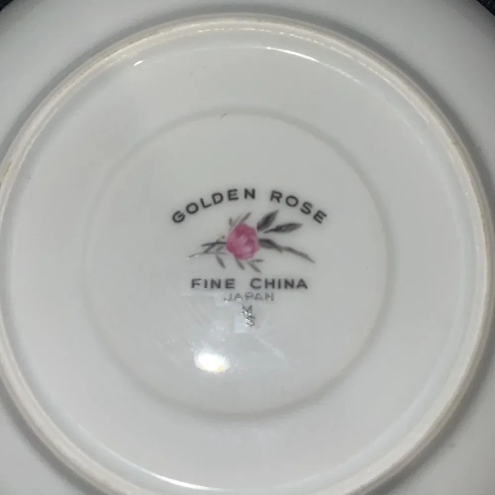 8 set golden rose fine china teacups and saucers